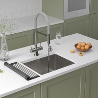 Кухонная мойка Roxen Uno 560210-54 под столешницу сатин/матовая поверхность (ролл-мат, дозатор, сифон)