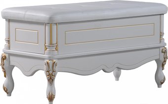 Пуфик КМК Мебель Розалия белый/белый жемчуг/патина золото