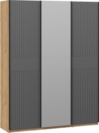 Шкаф-купе Трия Оскар Хилтон Т2 1800 271107 (ручка черная/дуб крафт золотой/графит матовый)