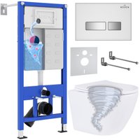 Унитаз подвесной Roxen Antares Tornado в комплекте с инсталляцией StounFix Dual Fresh 6 в 1 968395 (кнопка: белый глянцевый)