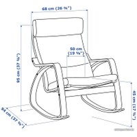 Кресло-качалка Ikea Поэнг 393.987.68 (дубовый шпон, беленый/глосе темно-коричневый)