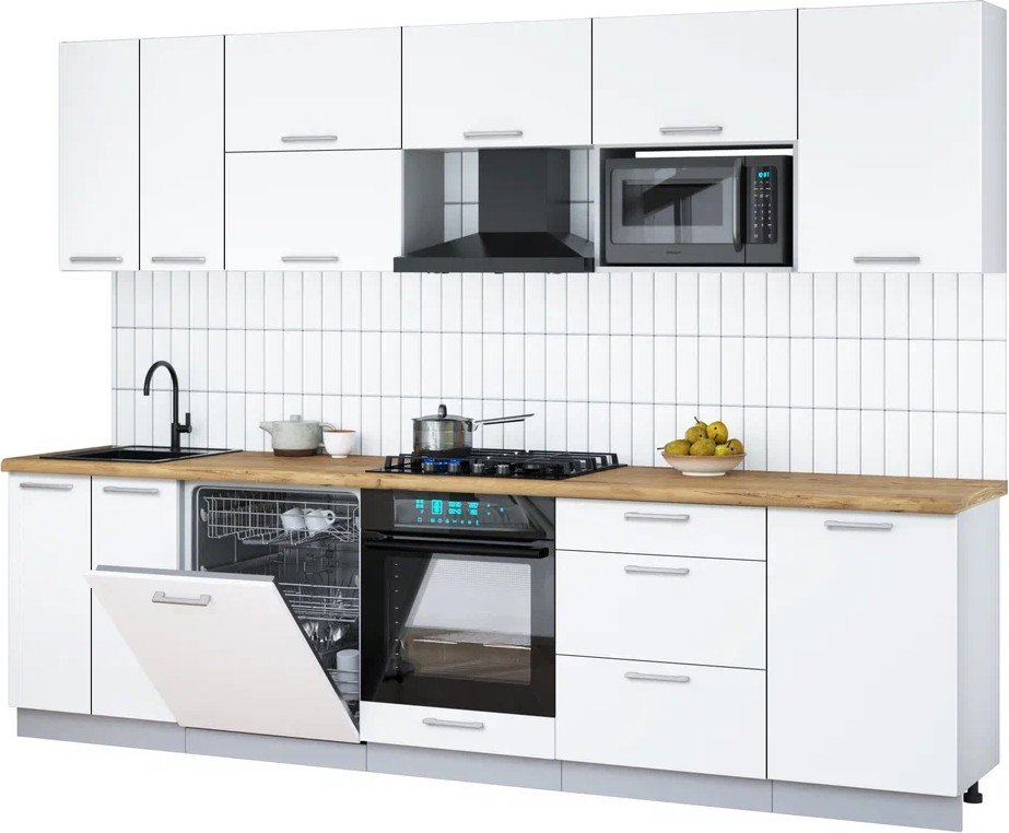 

Готовая кухня Интерлиния Мила Gloss 2.9-ПМ2 (белый/белый/дуб бунратти)