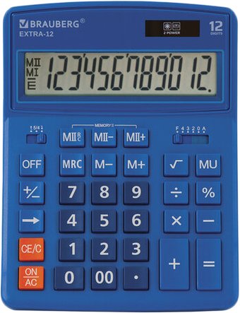 Бухгалтерский калькулятор BRAUBERG Extra 12-BU 250482 (синий)