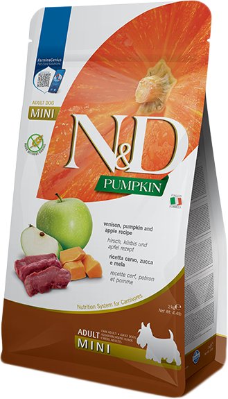 

Сухой корм для собак Farmina N&D Pumpkin Venison&Apple Adult Mini для взрослых мелких пород с олениной, тыквой и яблоком (2 кг)