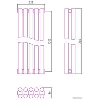 Стальной трубчатый радиатор Сунержа Эстет-11 1200х225 5 секций (хром)