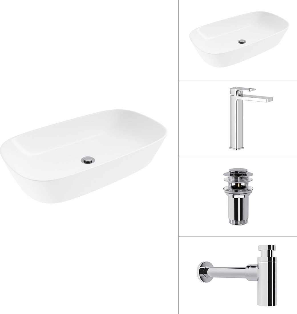 Умывальник Lauter 21393-70 + Cascade 21СК0655C + сифон 21635CH +дон.клапан 21190CH (хром)