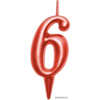 Свеча для торта Мультидом Овал Цифра 6 МС5-36 (красный)
