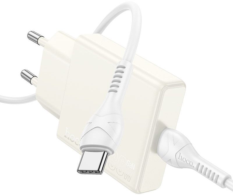 

Сетевое зарядное Hoco N44 USB Type-C (лунный белый)