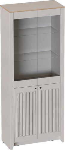 Шкаф-витрина Мебельград Валенсия двухдверный 900x416x2208 (персидский жемчуг/дуб натуральный светлый)