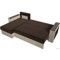 Угловой диван Лига диванов Дубай лайт левый (микровельвет коричневый/бежевый)