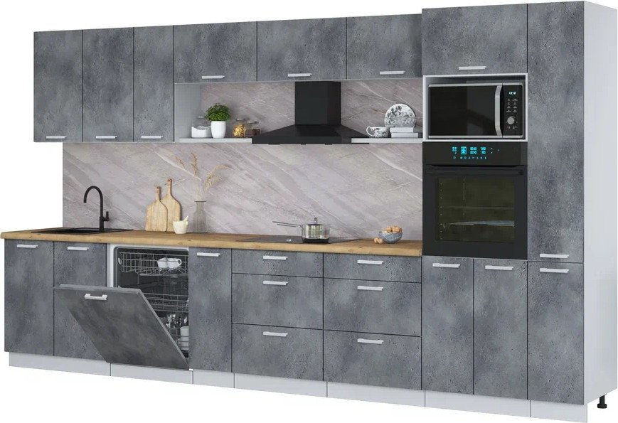 

Готовая кухня Интерлиния Мила Лайт 3.8-ПМ1 (бетон портленд/бетон портленд/дуб бунратти)