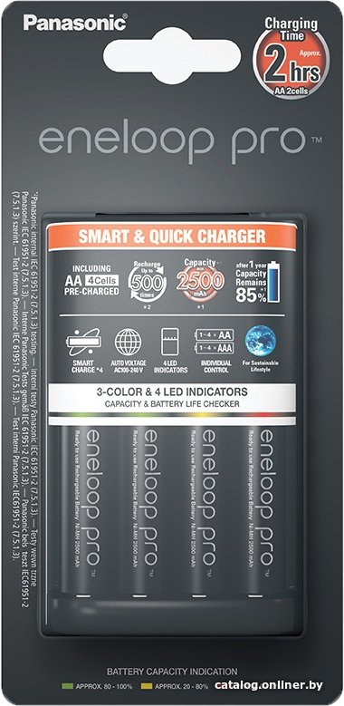 Аккумуляторы + зарядное Panasonic Smart-Quick Charger 4xAA 2500 mAh