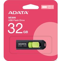 USB Flash ADATA UC300 32GB (черный/зеленый)