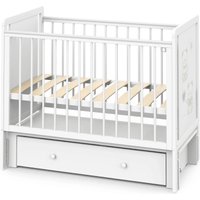 Классическая детская кроватка Indigo Happy Friends маятник, ящик (белая аляска/мишки)