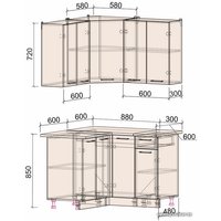 Готовая кухня Интерлиния Мила Лайт 1.2x1.2 (красный-антрацит-кастилло темный)