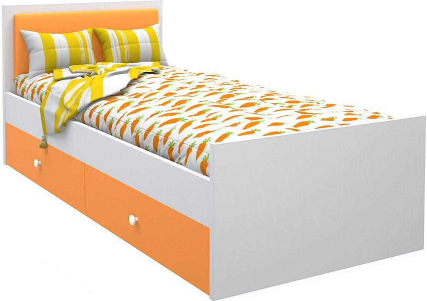 

Кровать-тахта МДК Феникс с мягким изголовьем и ящиками 80x160 Ф4-160-О (оранжевый)