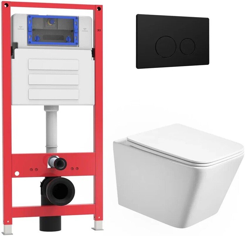 

Унитаз подвесной Oliveeka OL-MQ-003 + OL-5014 + OL-R22-MB (черный матовый)