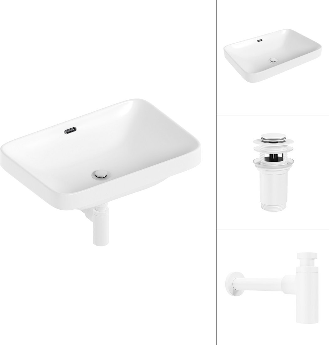 

Умывальник Lauter 21441B + клапан 21190W + сифон 21635W (белый матовый)