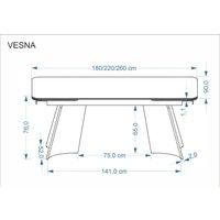 Кухонный стол Halmar Vesna 180-260/90 (бежевый мрамор/коричневый)