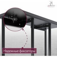 Кухонный стол Millwood Арлен 1 110х38/76х76 (мрамор неро/металл черный)