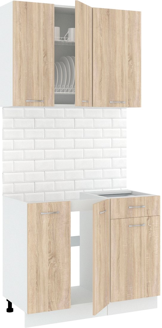 

Готовая кухня Кортекс-мебель Корнелия Лира-лайт км.02513 1.0 м без столешницы (дуб сонома)