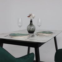 Кухонный стол Lepremo AV 1208 HPL+МДФ раздвижной 1200-1600x800 (виктори натуральный/черный)