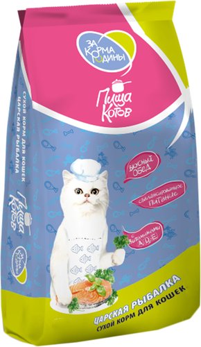 Сухой корм для кошек ЗаКормаРодины Пища котов Царская рыбалка с рыбой 350 г