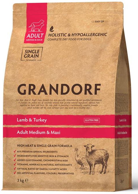 

Сухой корм для собак Grandorf Medium & Maxi Breeds Lamb & Turkey (с ягненком и индейкой) 3 кг