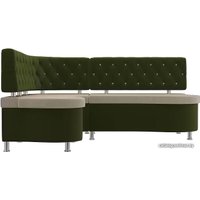 Угловой диван Лига диванов Вегас 105176 (левый, бежевый/зеленый)
