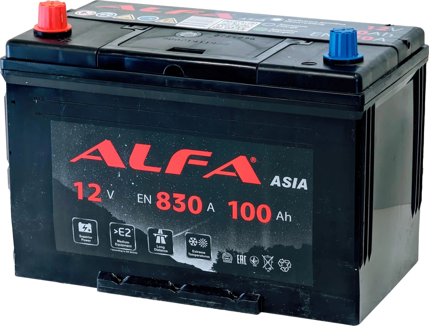 Автомобильный аккумулятор ALFA Asia JL 830A (100 А·ч)