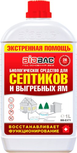 Жидкость для септиков и выгребных ям BioBac Экстренная помощь для септиков и выгребных ям BB-EXT1 (1л)