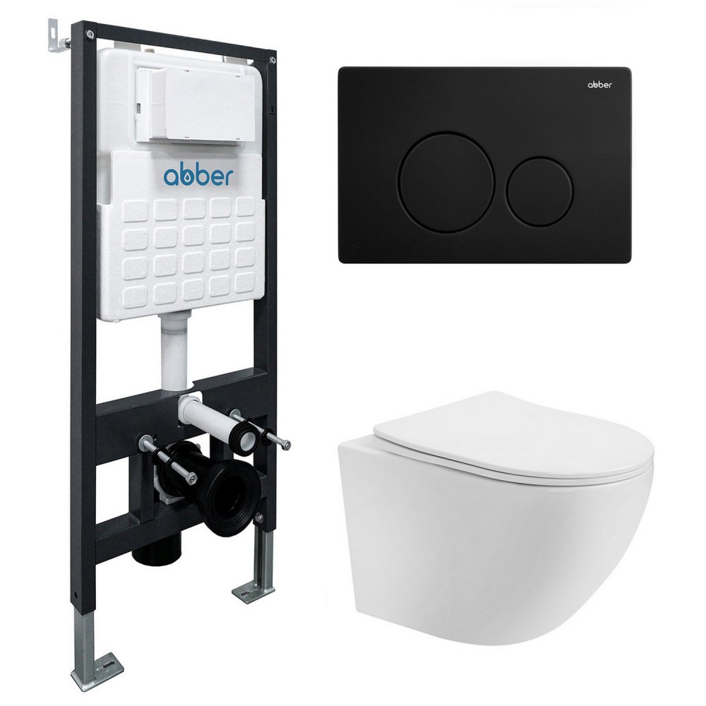 

Унитаз подвесной Abber Bequem AC1100T-AC0105-AC0121MB (с кнопкой смыва)