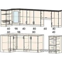 Готовая кухня Интерлиния Мила Шале 12x28 (белое дерево)