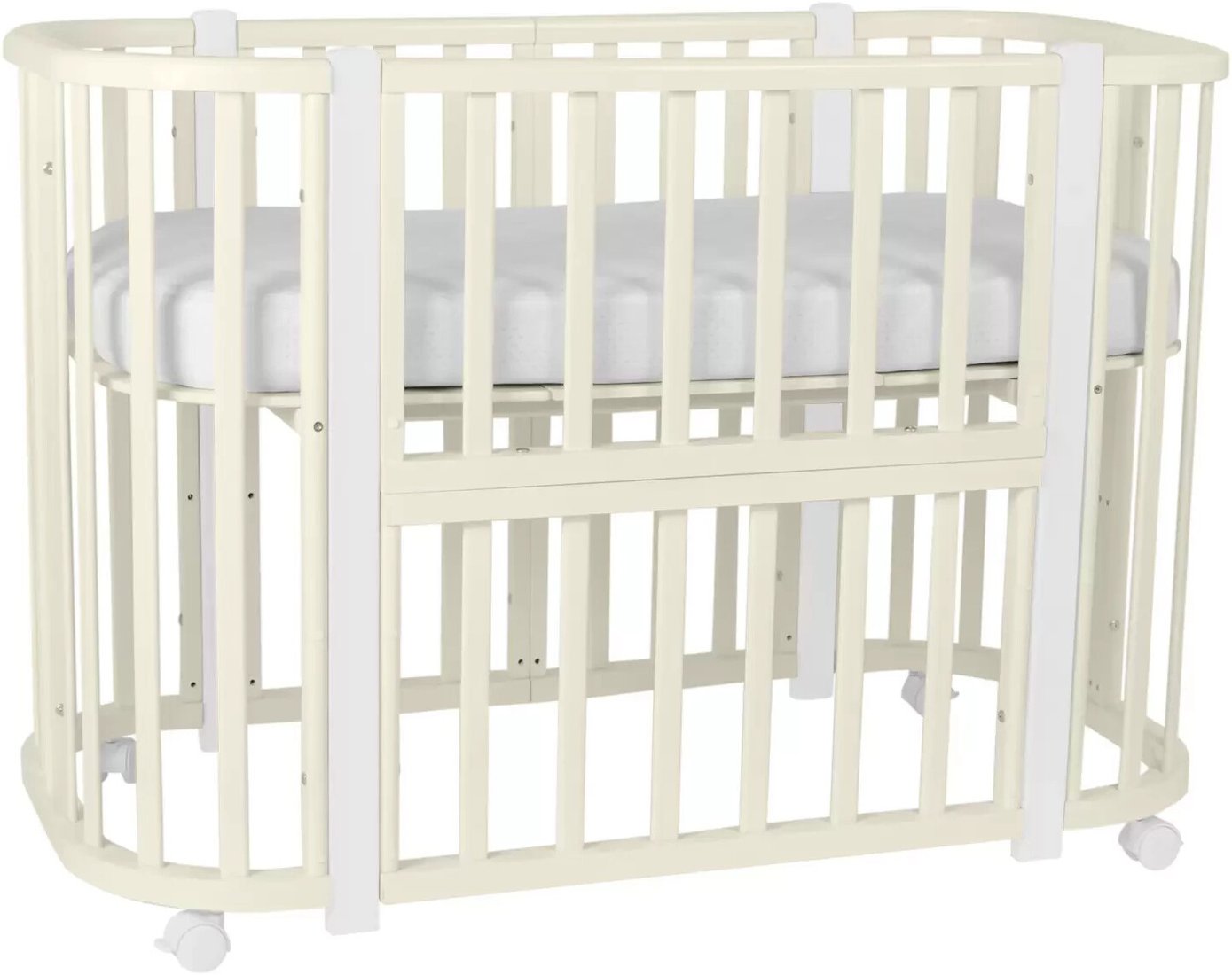 

Кроватка-трансформер Indigo Baby Lux 4 в 1 поперечный маятник (слоновая кость/белые стойки)