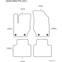 Комплект ковриков для авто Alicosta Geely Atlas Pro 20- (салон, ЭВА 6-уг, бежевый)