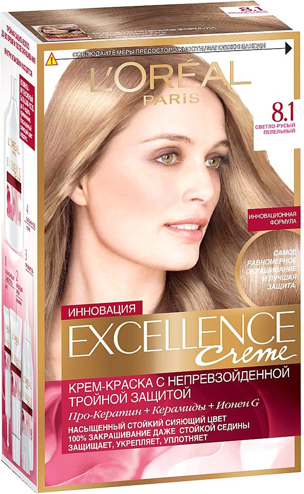 

Крем-краска для волос L'Oreal Excellence 8.1 Светло-русый пепельный