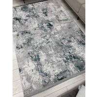 Ковер для жилой комнаты Radjab Carpet Амаль Прямоугольник 0901A (1.5x2.5, Grey/D.Green)
