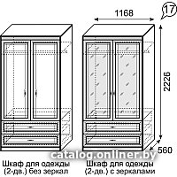 Шкаф распашной Ижмебель Лондон 17 (клен торонто/накладной профиль глянцевый лак)