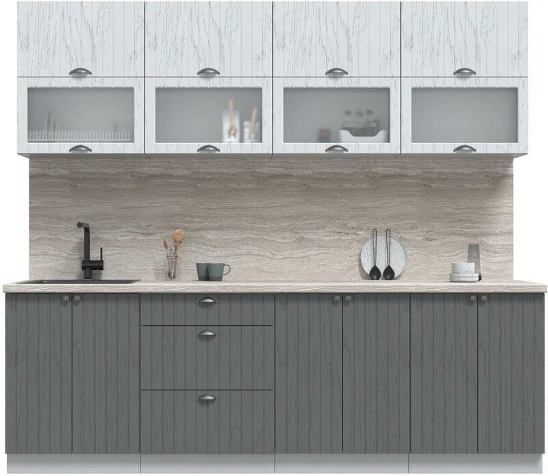 

Готовая кухня Интерлиния Берес 2.4Б (дуб полярный/дуб серый/травертин серый)