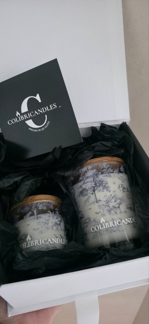 Ароматическая свеча COLIBRICANDLES LUX в коробке (аромат Зеленый чай и лемограсс)