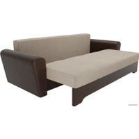 Диван Лига диванов Амстердам 28246 (микровельвет/экокожа, бежевый/коричневый)