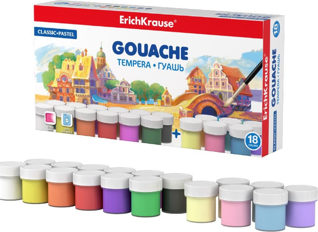 

Гуашь Erich Krause Classic + Pastel 54013 (18 цв.)