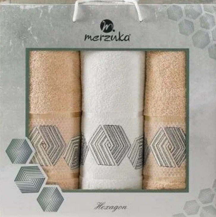 

Набор полотенец Merzuka Hexagon 11287 (3 шт, в коробке, бежевый)