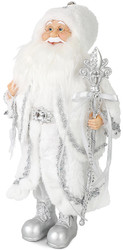 Дед Мороз в длинной серебряной шубке со снежинкой и посохом MT-21832-45
