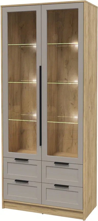 

Шкаф-витрина Интерлиния Концепт Тренд КТ-ШВ2 с подсветкой (дуб золотой/луна)