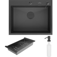 Кухонная мойка Roxen Snake 560220-60-BS PVD графит/текстурная поверхность (с коландером и дозатором)
