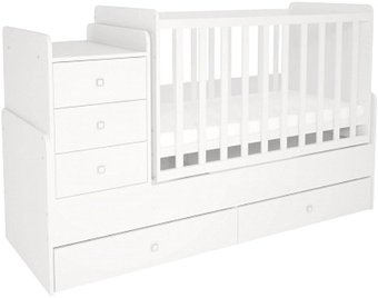 Кроватка-трансформер Polini Kids Simple 1100 с комодом (белый)
