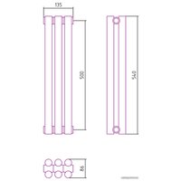 Стальной трубчатый радиатор Сунержа Эстет-11 500х135 3 секции (шампань)