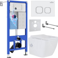 Унитаз подвесной Roxen Cube Bidet в комплекте с инсталляцией StounFix Dual Fresh 6 в 1 542448 (кнопка: белый глянец)