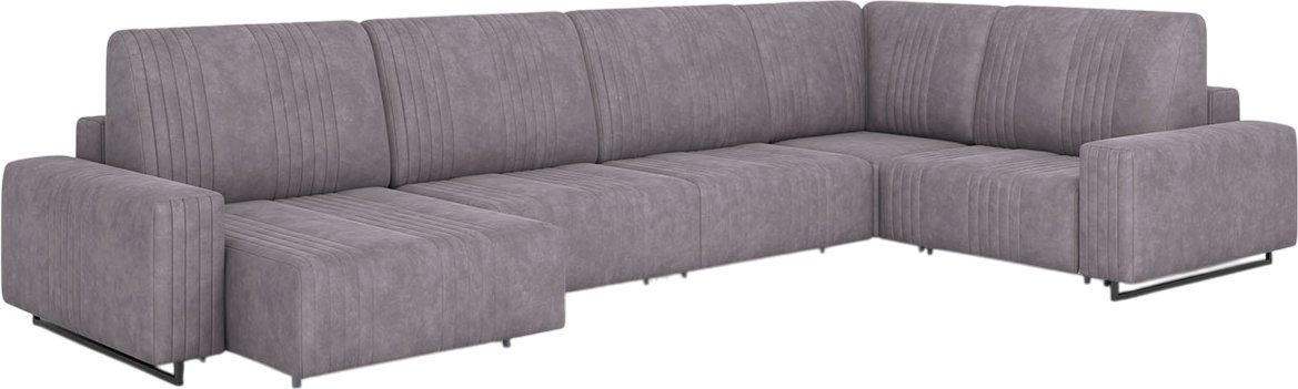 

П-образный диван Rivalli Уолтер ШП 1000 + 1000 + оттоманка + угловая секция + 1000 (Tango Pebble/черный муар)